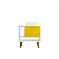 Manhattan Comfort 240BMC64 Liberty 31.49 Bathroom Vanity with Sink and 2 Shelves in White and Yellow